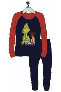 Boys Official Licensed Navy Behave For The Holidays Grinch Pyjamas