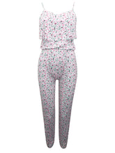 Load image into Gallery viewer, Girls White Multi Floral Printed Frill Soft Strappy Jumpsuits
