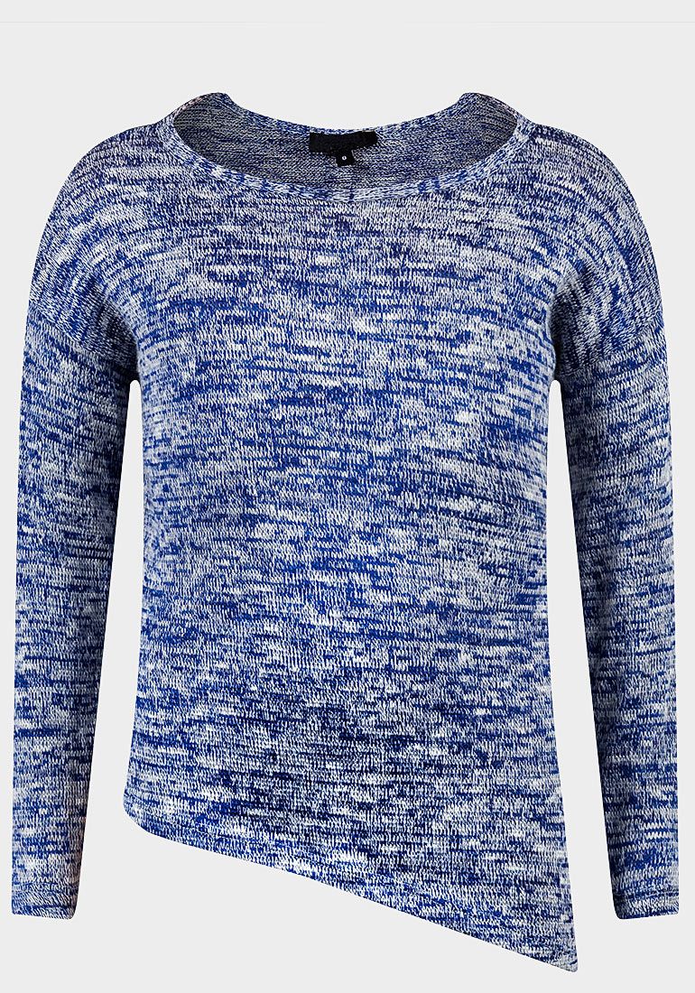 Girls Blue Marl Space Dye Asymmetric Light Knit Jumper
