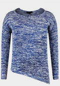 Girls Blue Marl Space Dye Asymmetric Light Knit Jumper