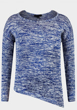 Load image into Gallery viewer, Girls Blue Marl Space Dye Asymmetric Light Knit Jumper
