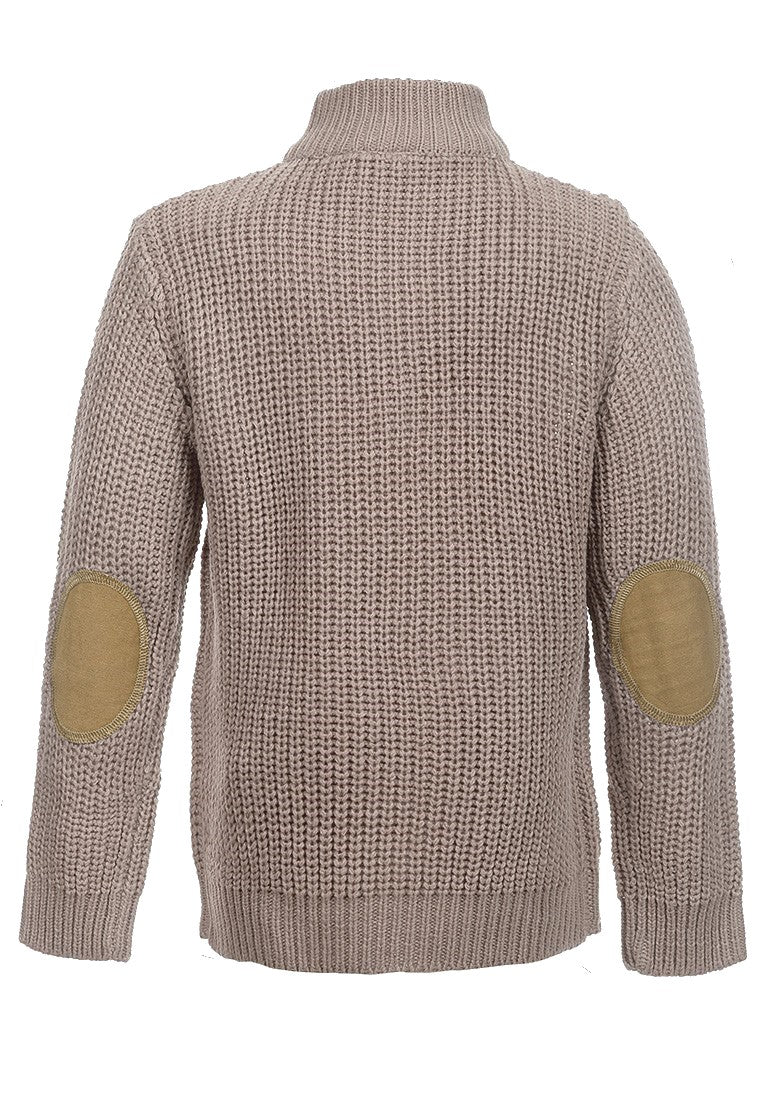Boys Dusty Pink High neckline Half Zip Chunky Knitted Jumper