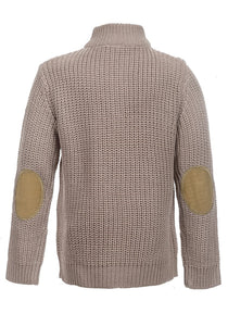 Boys Dusty Pink High neckline Half Zip Chunky Knitted Jumper