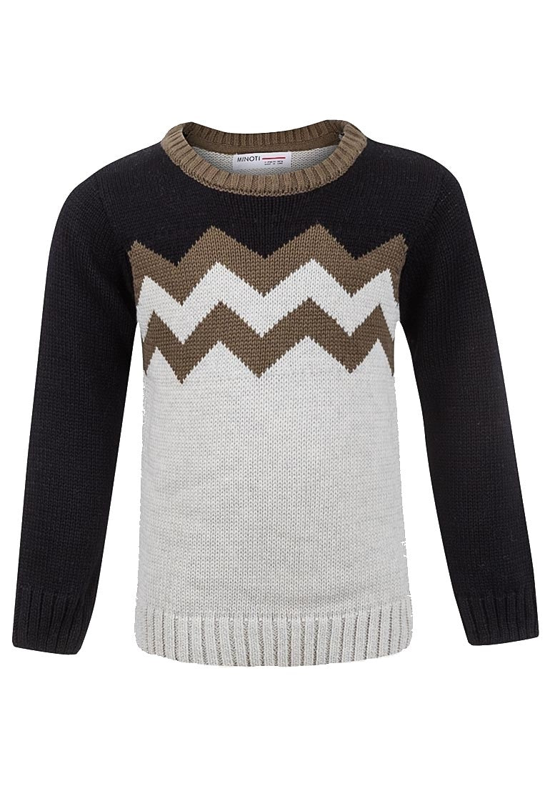 Boys Minoti Stone Multi ZigZag Jumper