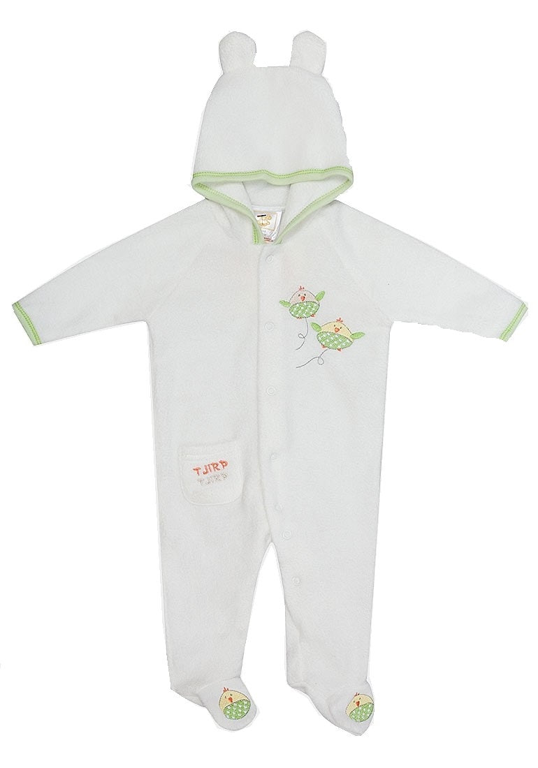 Baby Off White Unisex Fleece Sleepsuits