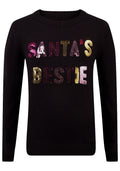 Girls Black Santa's Bestie Christmas Novelty Jumper