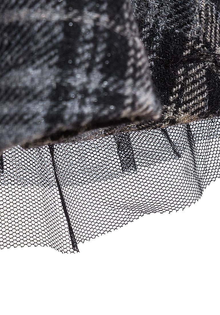 Girls Grey Checked Tartan Lined Skirt