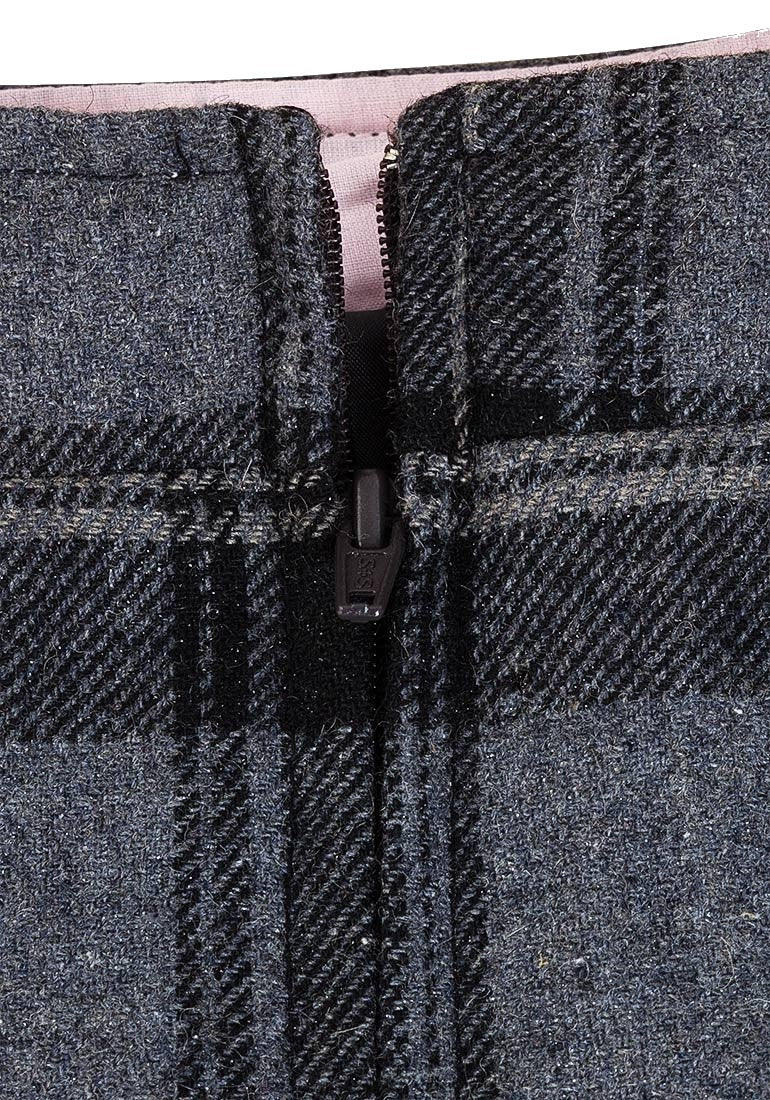 Girls Grey Checked Tartan Lined Skirt