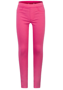 Girls Pink Elasticated Waistband Stretchy Skinny Jeggings