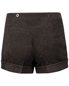 Brown Authentic Herringbone Knit Turn Up Hot Pant Shorts