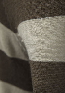 Khaki & Beige Large Stripes V-Neck Knitted Jumper
