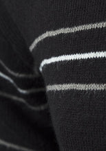 Load image into Gallery viewer, Mens Black Thin Stripe Crew Neck Knitted Jumper
