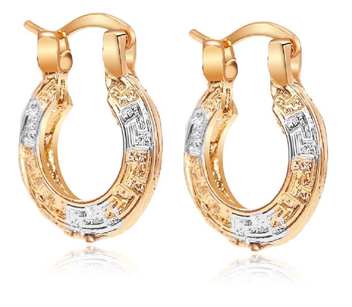 18k Silver & Gold Plated Two Tone Hook Loop Fashion Earring