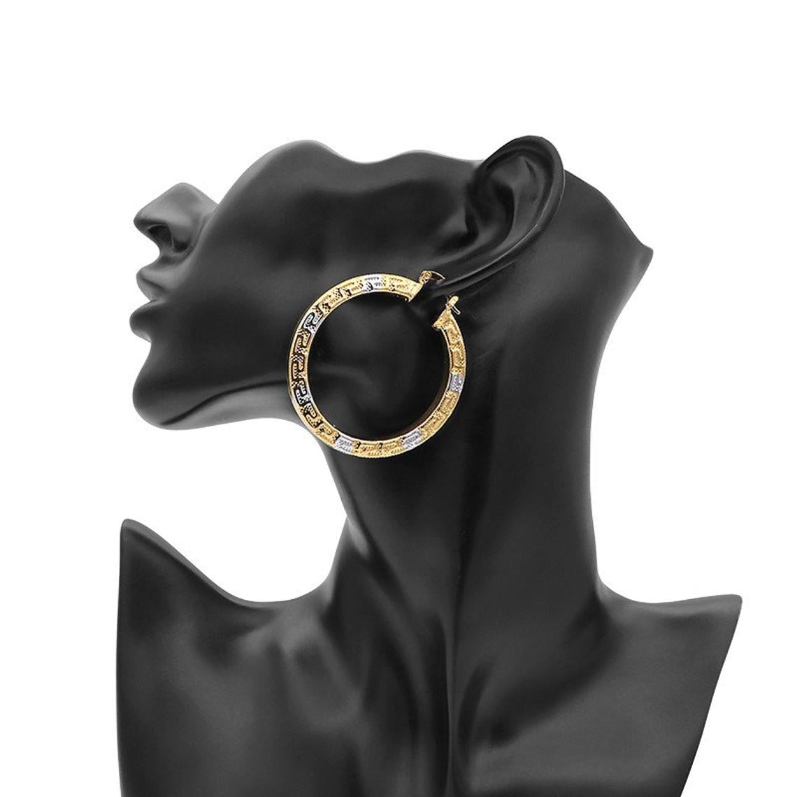 Ladies Big 18K Two Tone Latest Great Wall Circle Earring