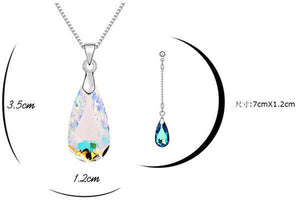 Tear Drop Crystal Necklace Pendant & Earring Sets