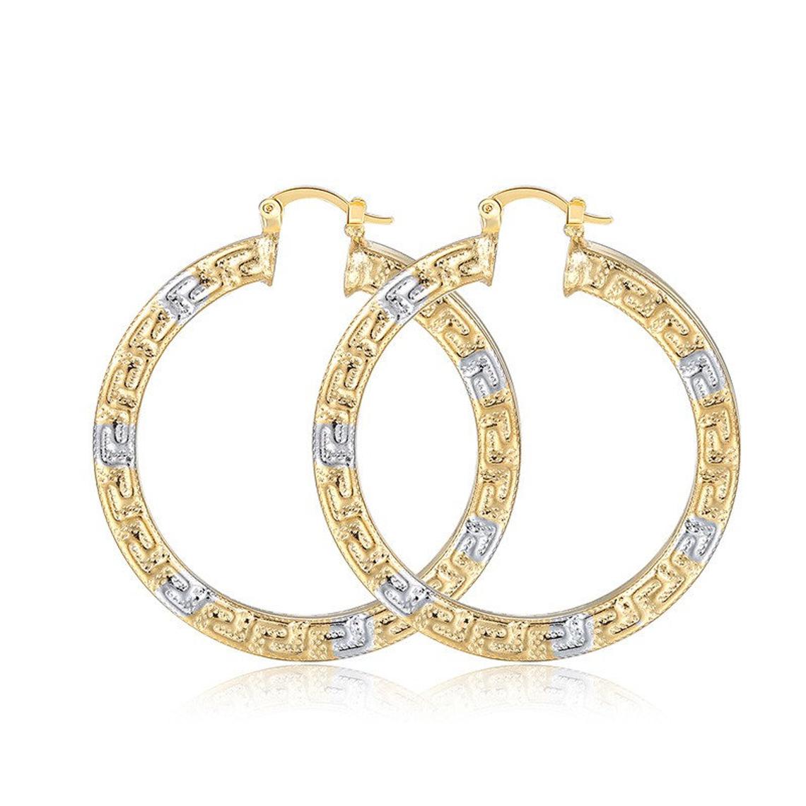 Ladies Big 18K Two Tone Latest Great Wall Circle Earring