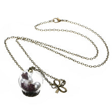 Load image into Gallery viewer, Handmade Vintage Wish Pearl Ball Bottle Pendent &amp; Bow Bronze Chain Necklace
