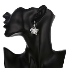Load image into Gallery viewer, Ladies Silver 925 Sterling Filigree Flower Dangle Drop Hook Earrings
