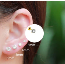 Load image into Gallery viewer, Unisex Gold Plated Hypoallergenic Square CZ Crystals Screw Back Stud Earring

