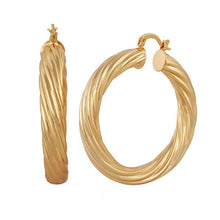 Load image into Gallery viewer, Ladies Twirl 18k Gold Plated Big Round Chunky Hoop Earrings (7cm)
