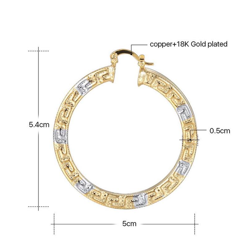 Ladies Big 18K Two Tone Latest Great Wall Circle Earring