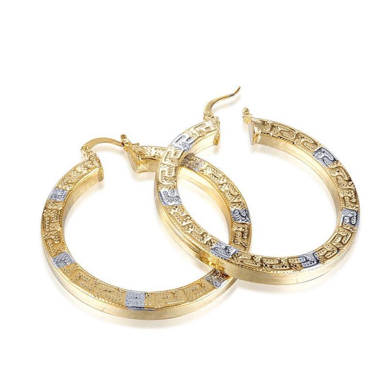 Ladies Big 18K Two Tone Latest Great Wall Circle Earring