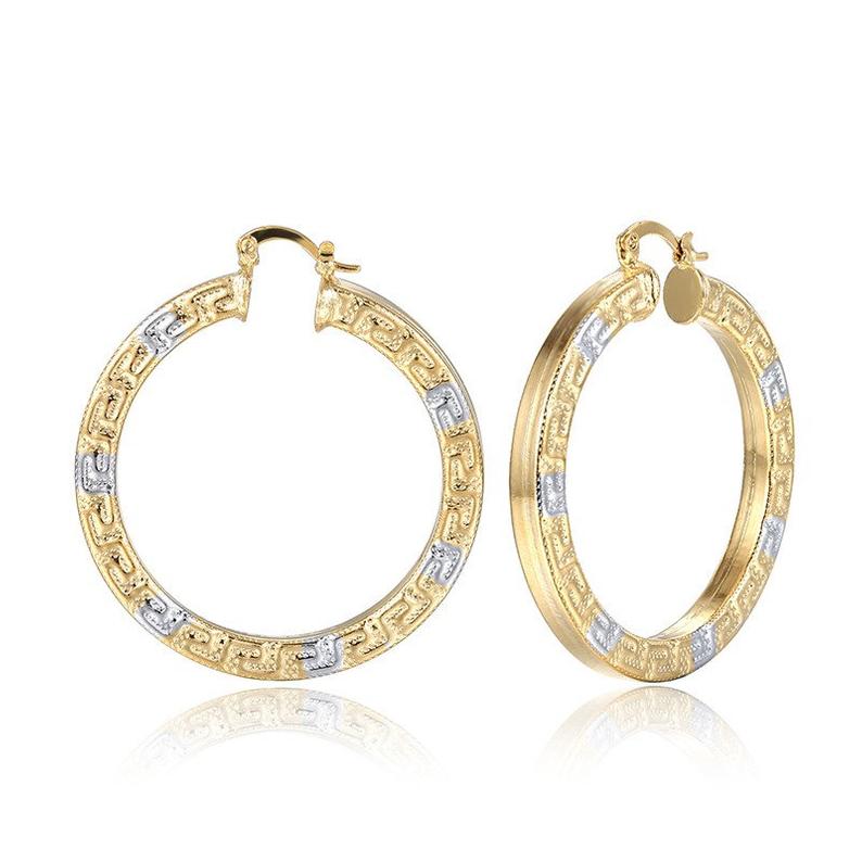 Ladies Big 18K Two Tone Latest Great Wall Circle Earring
