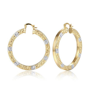 Ladies Big 18K Two Tone Latest Great Wall Circle Earring