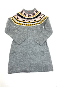 Girls Grey Pepperts Jacquard Fair Isle Patterned Soft Knitted Jumper Dress