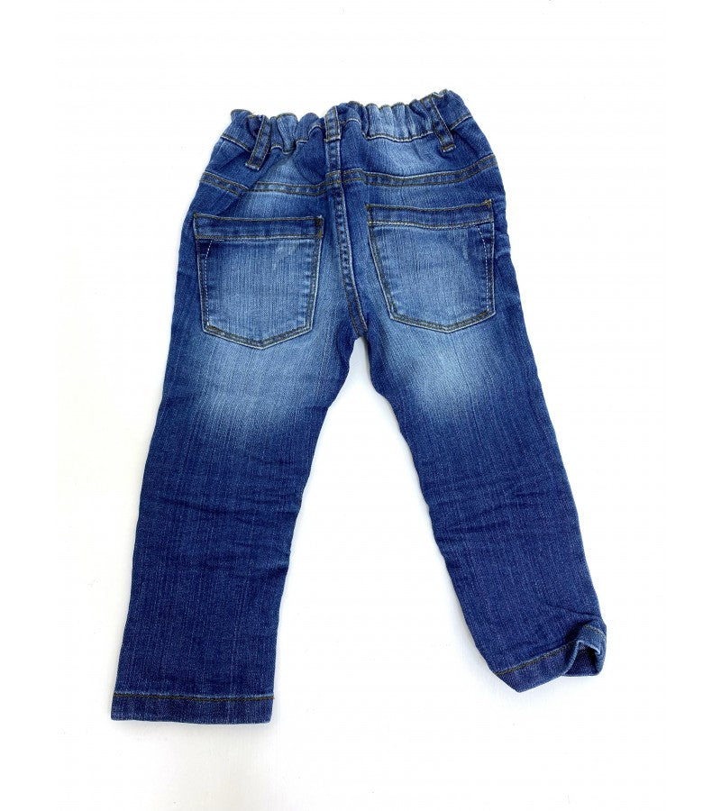 Boys Blue Wash Elasticated Waist Cotton Rich Denim Jeans