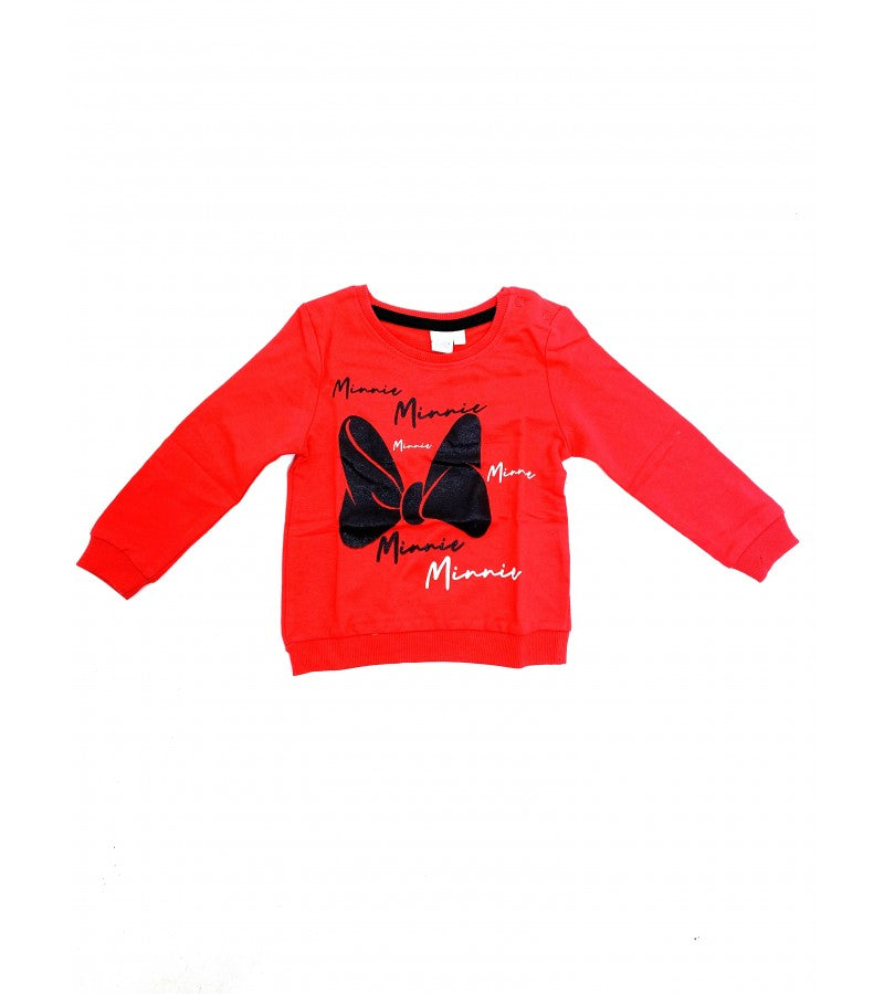 Girls Red Disney Minnie Mouse Bow Print Cotton Top