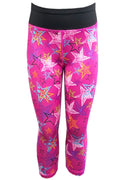 Girls Pink Multi Star Elasticated Waist Stretchy Leggings