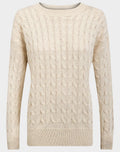 Ladies Beige Cable Knit Metallic Jumper
