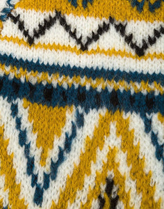 Ladies Mustard Fair Isle Pattern Raglan Jumper