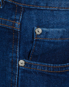 Ladies Dark Denim Organic Cotton Medium Waist 3/4 Cropped Stretchy Jeans