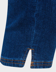 Ladies Dark Denim Organic Cotton Medium Waist 3/4 Cropped Stretchy Jeans