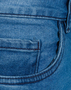Ladies Light Blue Denim Organic Cotton Med Waist Cropped Stretchy Jeans