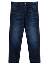 Load image into Gallery viewer, Boys Dark Denim Blue Adjustable Waist Classic Fit Jeans
