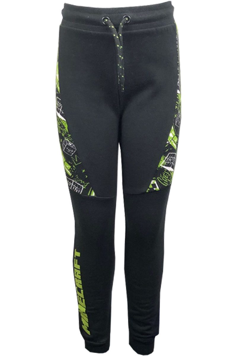 Boy Black Minecraft Creeper Gaming Sweat Pants Joggers Bottoms