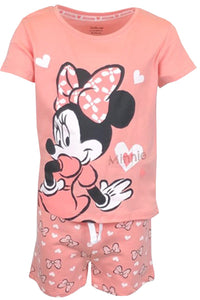 Girls Toddler Disney Minnie Mouse Peach Short Summer Pyjamas