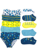 Load image into Gallery viewer, Boys Monster 5 Pack Cotton Briefs &amp; 5 Pack Matching Ankle Socks Underwear Sets
