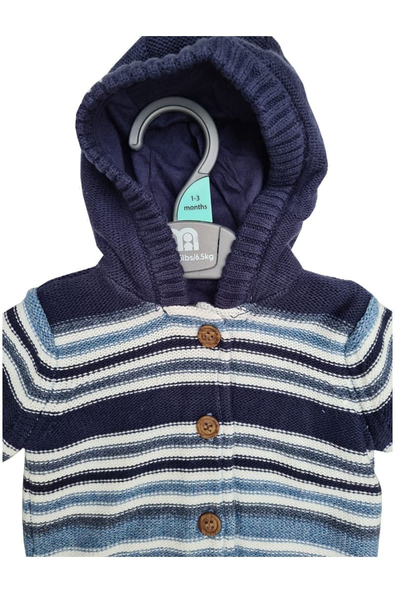 Baby Boys Navy & Blue Stripe Thick Cardigan