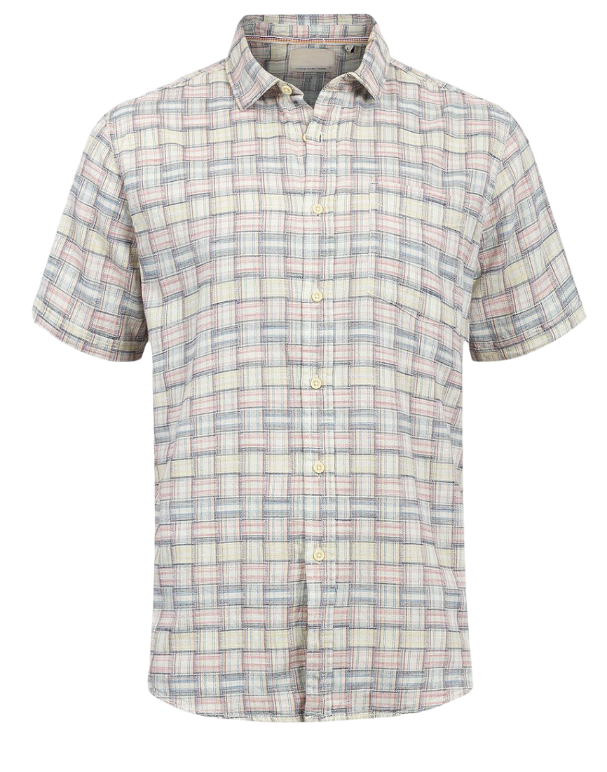 Mens Multi Cream Pure Cotton Short Sleeve Shirts