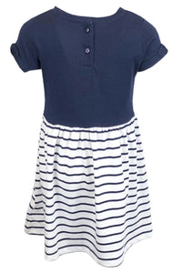 Girls Toddler Navy Striped Cotton Cap Sleeve Dress