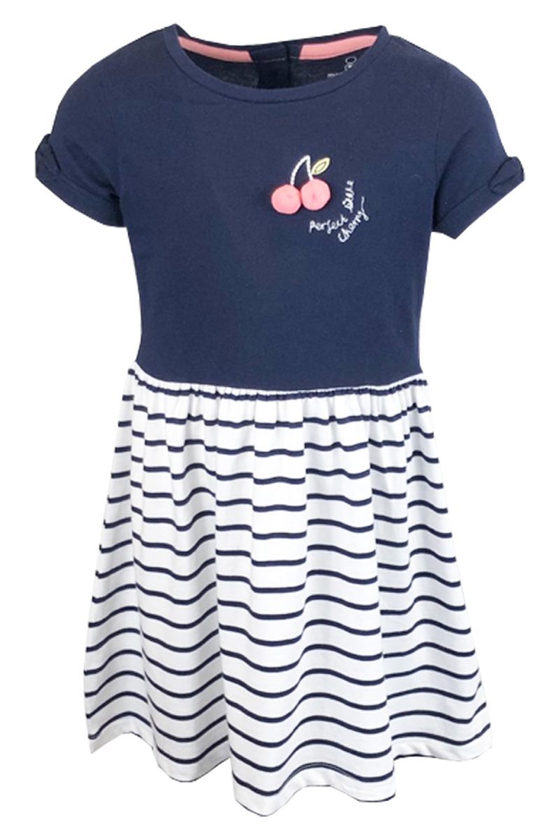 Girls Toddler Navy Striped Cotton Cap Sleeve Dress