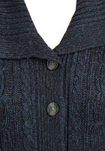 Load image into Gallery viewer, Navy Cable Knit Button Down Flap Collar Cardigan
