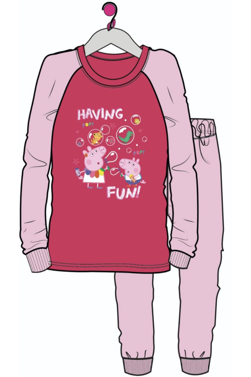 Girls Official Peppa Pig Pink Having Fun Pyjamas