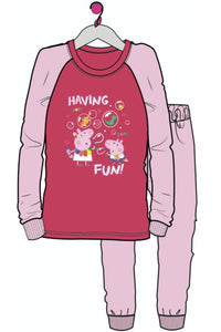 Girls Official Peppa Pig Pink Having Fun Pyjamas