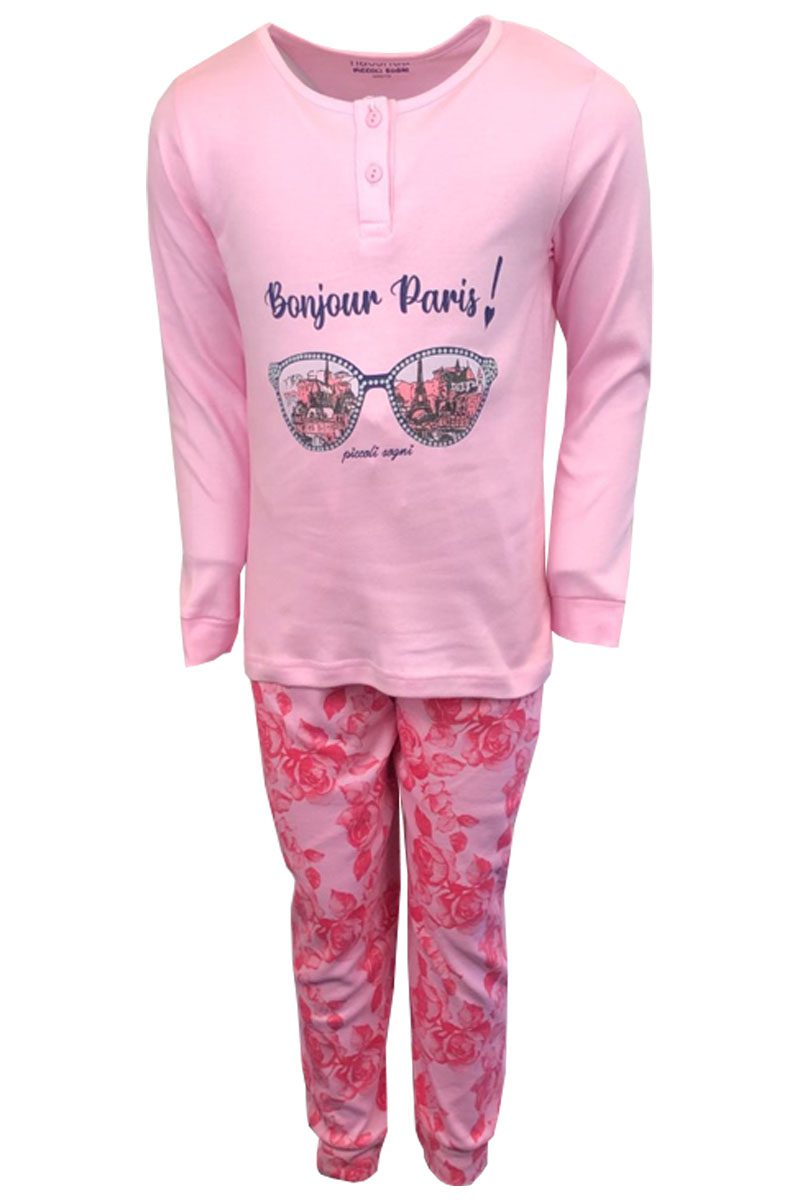 Girls White Pink Floral Paris Boutique Paris Print Boxed Pyjamas