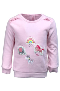 Girls Pink Rainbow Unicorn Animal Cotton Sweatshirt